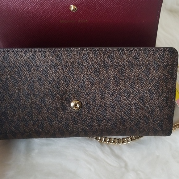 NWT MICHAEL KORS LARGE WALLET ON CHAIN OXBLOOD - Picture 6 of 8